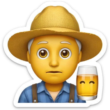 a yellow face default emoji which looks like a farmer with drunk eyes sticker
