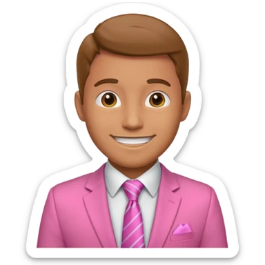 man with pink tie and blazer sticker