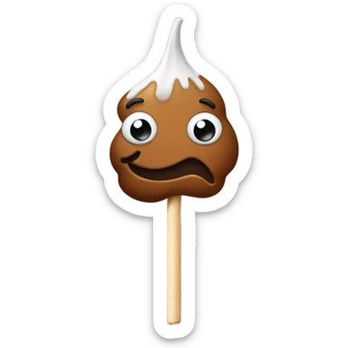 Poop emoji using toothpick  sticker