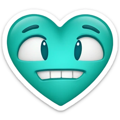 Smiling turquoise heart sticker