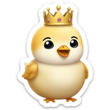 Cute animal chick with crown sticker