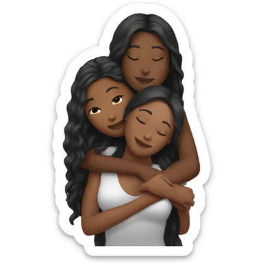 Beautiful black woman with long wavy hair hugging beautiful black woman with straight brown hair  sticker