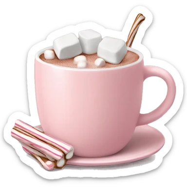 Light Pink mug of hot chocolate with marshmallows  sticker