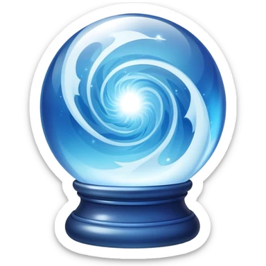 A mystical blue crystal ball scrying orb with swirling magic inside sticker