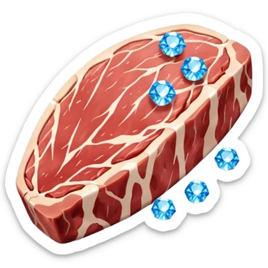 Meat with diamond textur and blue color sticker