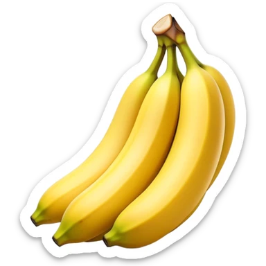 Cinematic bright yellow banana, smooth peel with gentle curves, slightly ripened, stacked in a charming bunch, warm glowing background, soft and inviting. sticker