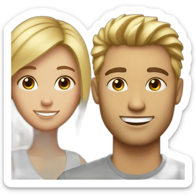 blonde guy and brown haired girlfriend sticker