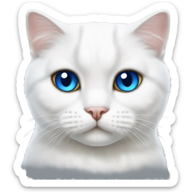 Scottishfold white cat with blue eyes sticker