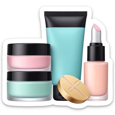 Productos de skincare aesthetic y maquillaje sticker