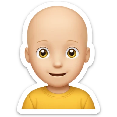 GoAnimate style Caillou, bald child with yellow shirt, emoji sticker