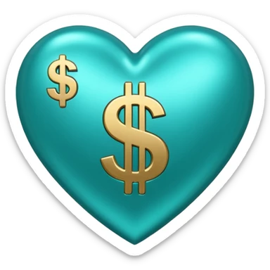 Teal heart with dollar signs sticker