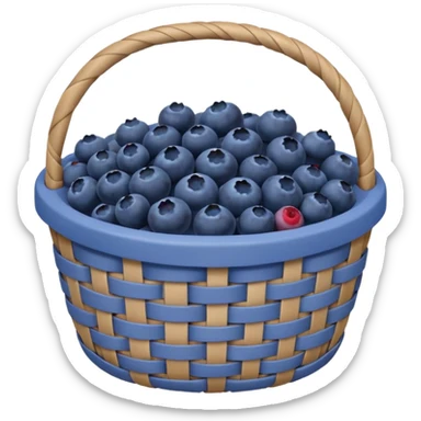 A  beige small basket of blueberries  sticker