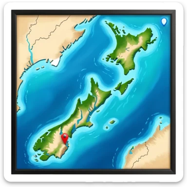 like the last one but more locaters on a wider range of map - west coast of south island nz sticker