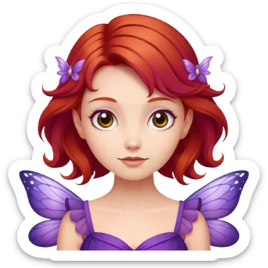 fairy with plums red hair wearing purple  sticker