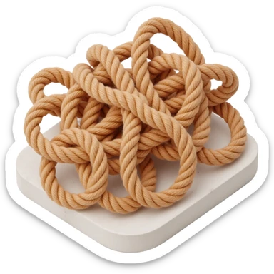 a chaotic knot of ropes, skeuomorphism style sticker