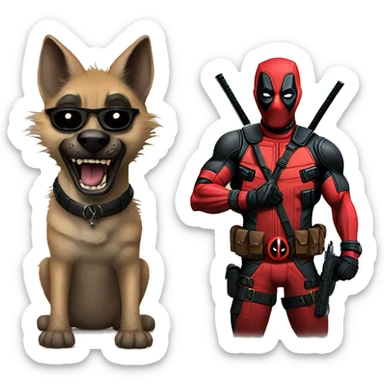 Deadpool on hyena sticker