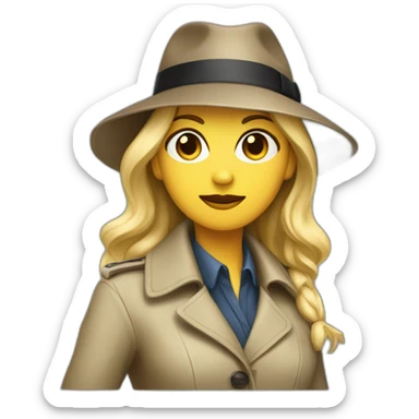 white Spy women wearing a trenchcoat and a fedora sticker