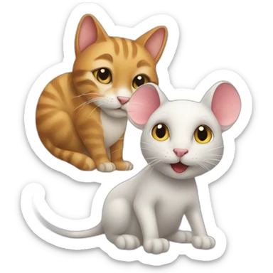 Cat and mouse sticker
