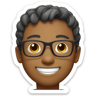 smiling boy with glasses indoors sticker