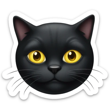 Really fat black cat with huge yellow eyes sticker