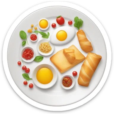 gourmet plate with big border and little food sticker