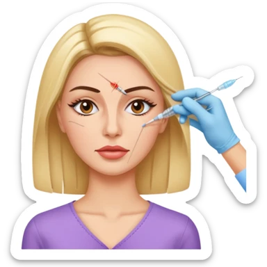 Woman taking a botox only one injection in the face sticker