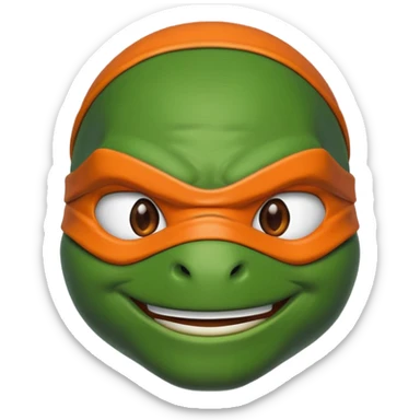 Michelangelo from Teenage Mutant Ninja Turtles, emoji style, head only, cute minimalistic style sticker
