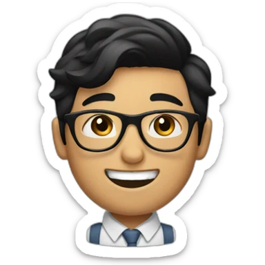 Barber boy with glasses and black hair sticker