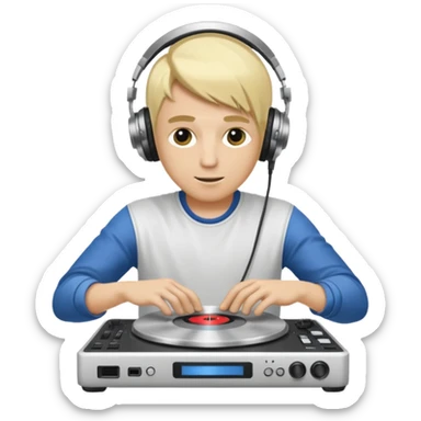White dj blonde hair scratching the disk sticker