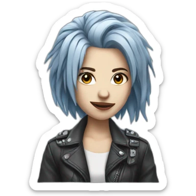 Blue Gray hair punk girl sticker