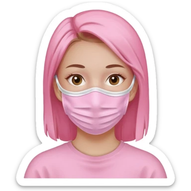 girl with a pink facemask sticker