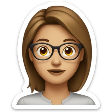 Woman with round face glasses and brown hair sticker