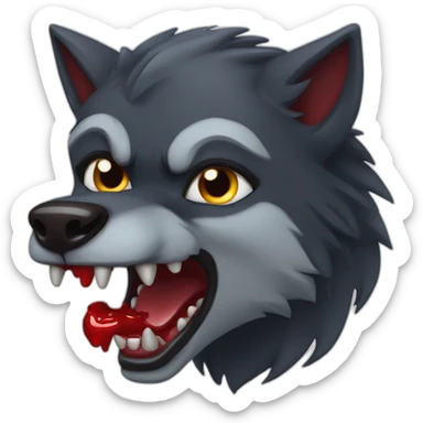 werewolf with blood in his mouth sticker