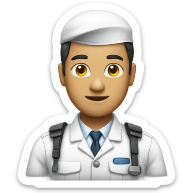 an employee with uniform sticker