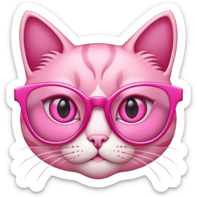 pink cat-eye glasses, retro style with upswept frames and pink lenses sticker