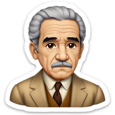 Cinematic Realistic Gabriel García Márquez Portrait Emoji, depicted as a visionary writer with a contemplative gaze in period attire, rendered with rich textures and warm literary lighting that captures his magical realism legacy. sticker