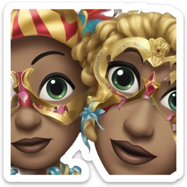 3 women with carnival mask  sticker