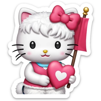 hello kitty holding a banner that says I ❤️ TRÉ  sticker