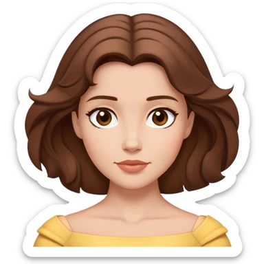 extremely simple belle headshot, shoulders and above only, minimal brown hair, very few details sticker