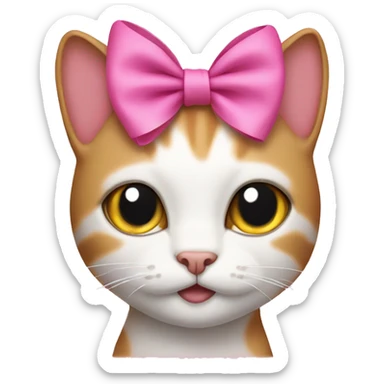 cat with pink bow on head sticker
