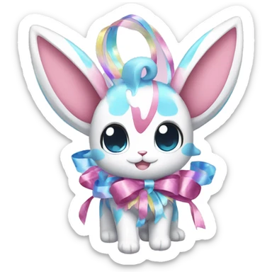 Shiny colorful Sylveon with ribbons sticker
