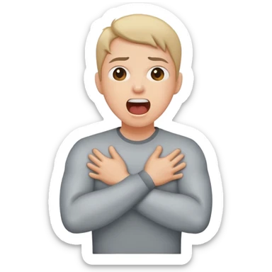 arms crossed holding neck screaming sticker