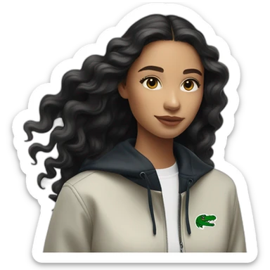 Lacoste bag latin girl with long hair with black lacoste windbreaker sticker