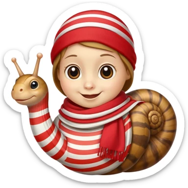 French snail with a striped shirt and scarf sticker