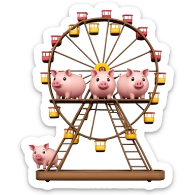 Muddy pigs on a Ferris wheel sticker