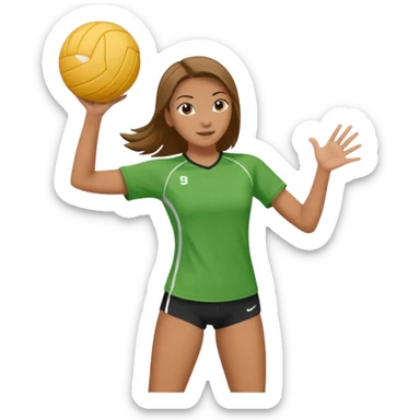 Girl playing volleyball green tshirt sticker