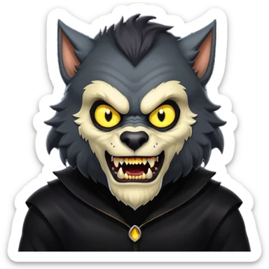 The Werewolf from Universal Monsters with dark brown fur, black silk outfit sticker