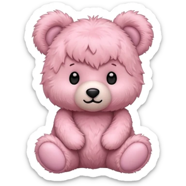 soft pink teddy bear, floral neck pillow, iPhone emoji style, minimal details sticker