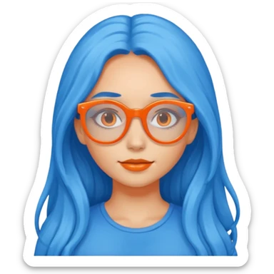 blue skinned orange glassed long haired girl sticker