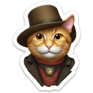 Cat head with ten gallon hat sticker